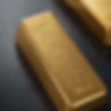 Close-up of a gold bar with reflective surface