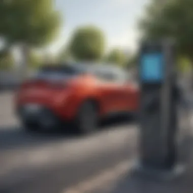 Interactive EV Charging Station Interface User interacting with a digital charging station interface