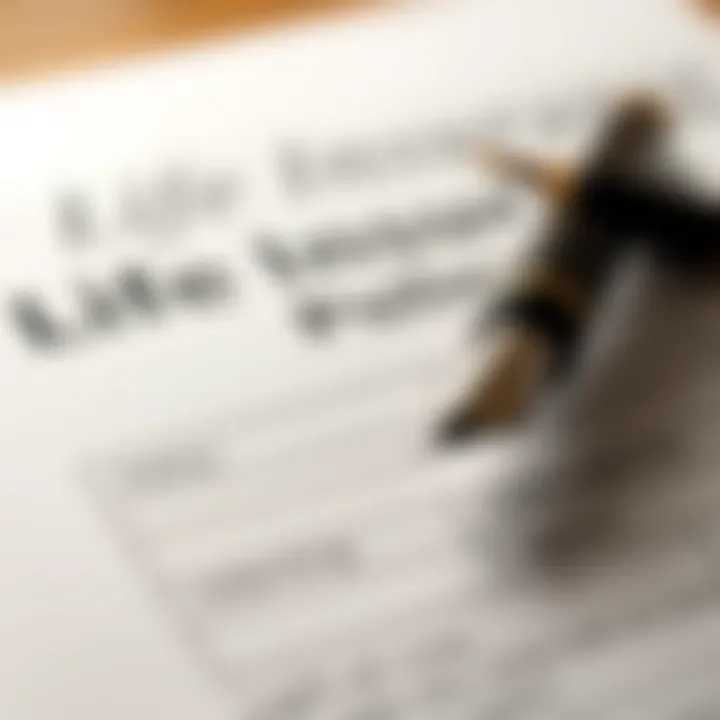 Life insurance policy document with a pen