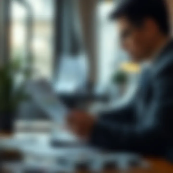 An individual analyzing their income statements