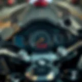 Motorcycle Dashboard: Financial Planning A close-up view of a motorcycle dashboard showcasing various indicators and controls, symbolizing financial planning.