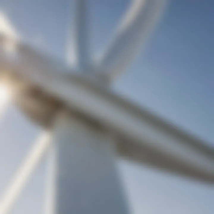 Close-up of a wind turbine blade demonstrating technological advancements