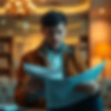 A concerned individual reviewing financial documents