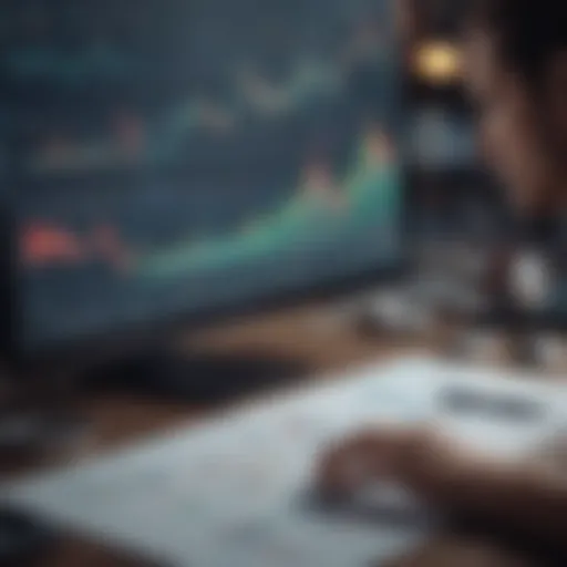 A person analyzing stock charts and data