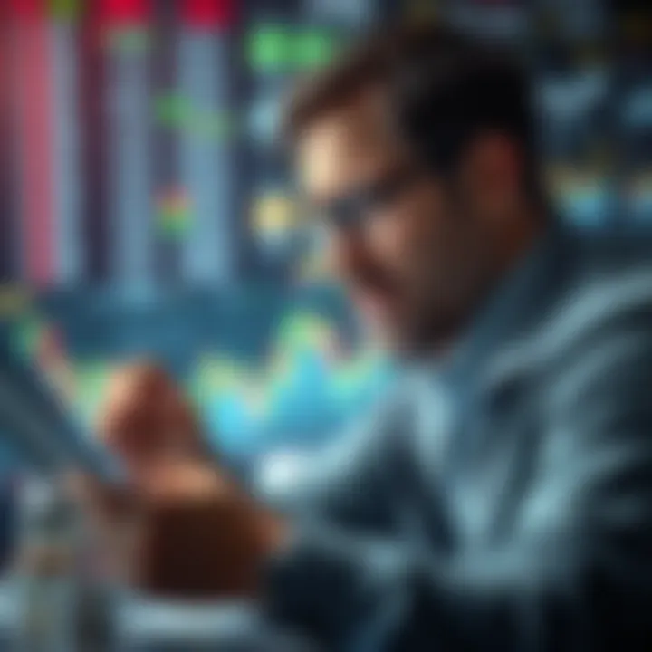 Market Trend Analysis by Investors Investor analyzing market trends and data