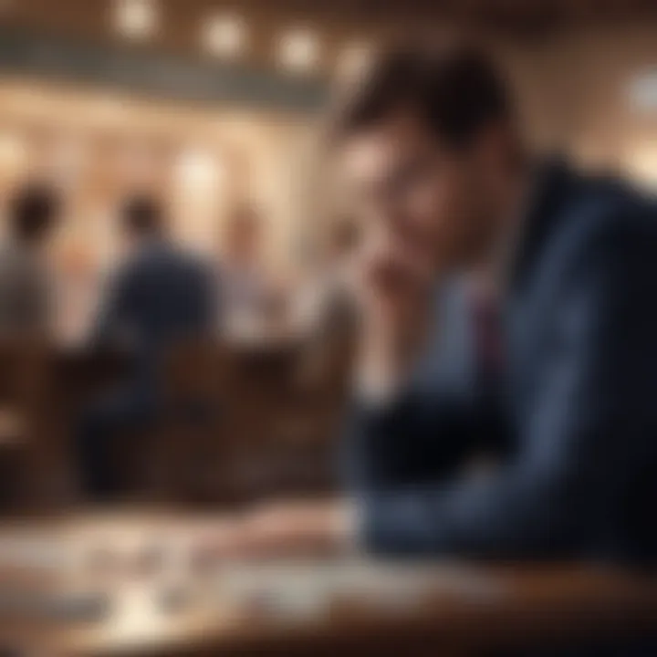 A contemplative individual considering lottery options