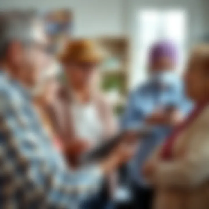 Retirees Exploring Loan Options A diverse group of retirees discussing financial options