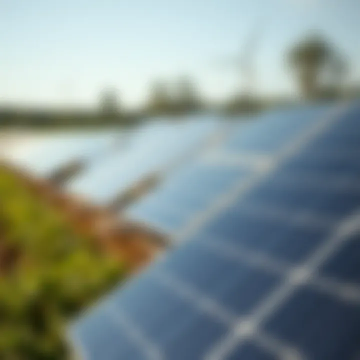 Solar panels in a sustainable energy farm