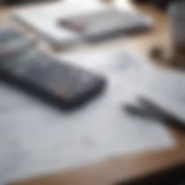 A close-up of financial documents and a calculator on a desk