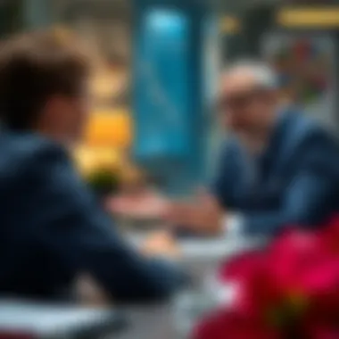 Consultation for Tax Strategies A professional consultation taking place in an office setting.