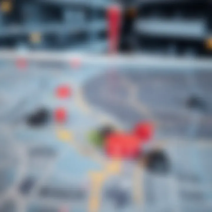 Map highlighting prime real estate locations