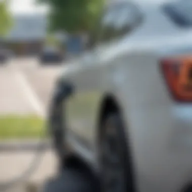 Close-up of an electric car charging port