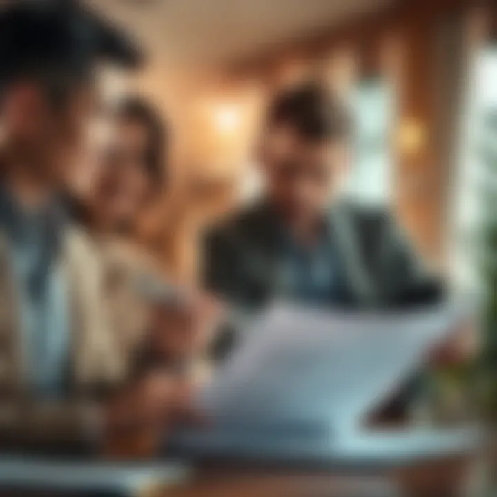 Reviewing Closing Documents Together Illustration of a buyer and seller reviewing closing documents