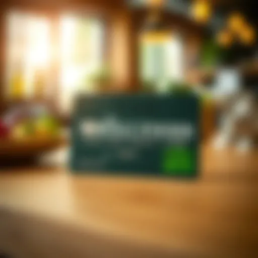 Whole Foods Visa Credit Card Elegance A sleek Whole Foods Visa Credit Card displayed on a wooden table